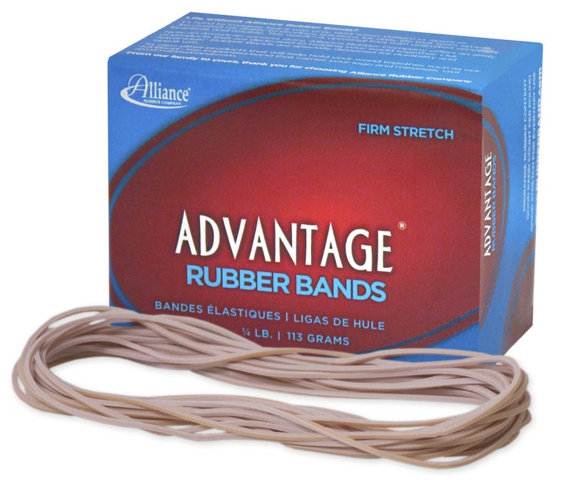 Alliance Rubber 26259 Advantage Rubber Bands Size #117A, 1/4 lb Box Contains Approx. 100 Bands (7" x 1/16", Natural Crepe),Beige - Image 1